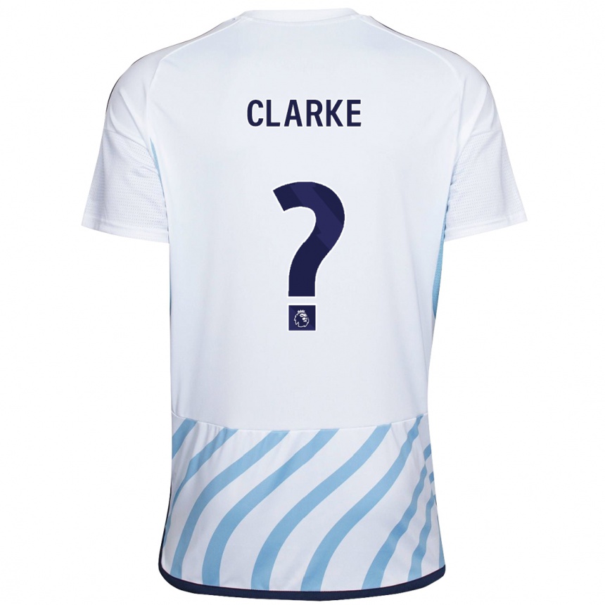 Kinder Fußball Kristian Clarke #0 Weiß Blau Auswärtstrikot Trikot 2023/24 T-Shirt Luxemburg
