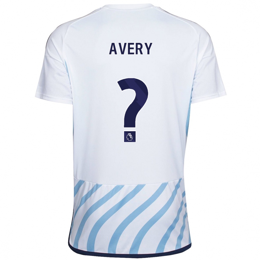 Kinder Fußball Theo Avery #0 Weiß Blau Auswärtstrikot Trikot 2023/24 T-Shirt Luxemburg