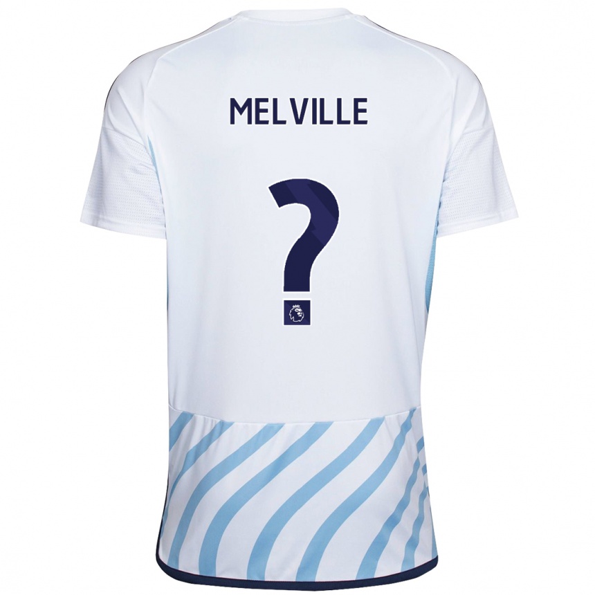 Kinder Fußball Logan Melville #0 Weiß Blau Auswärtstrikot Trikot 2023/24 T-Shirt Luxemburg