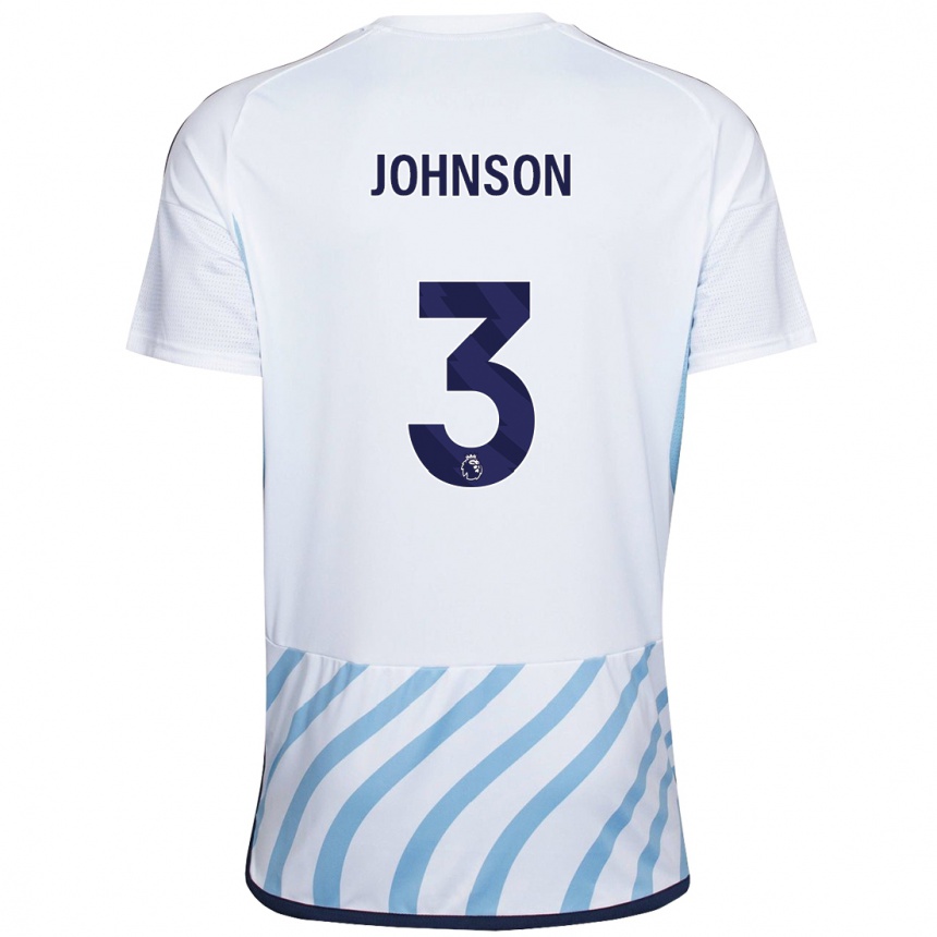 Kinder Fußball Nat Johnson #3 Weiß Blau Auswärtstrikot Trikot 2023/24 T-Shirt Luxemburg