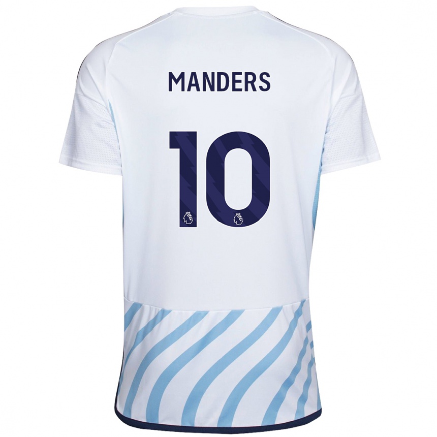 Kinder Fußball Holly Manders #10 Weiß Blau Auswärtstrikot Trikot 2023/24 T-Shirt Luxemburg