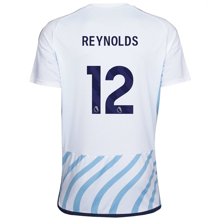 Kinder Fußball Niamh Reynolds #12 Weiß Blau Auswärtstrikot Trikot 2023/24 T-Shirt Luxemburg
