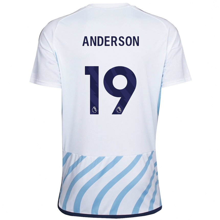 Kinder Fußball Becky Anderson #19 Weiß Blau Auswärtstrikot Trikot 2023/24 T-Shirt Luxemburg