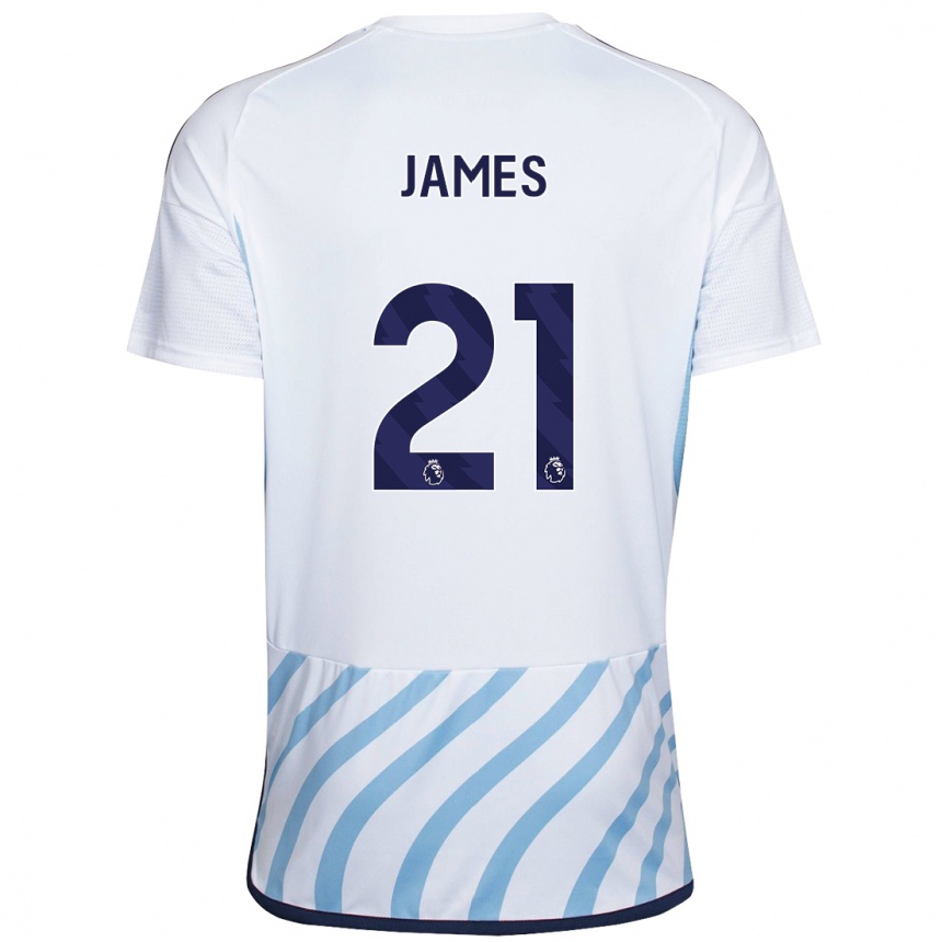 Kinder Fußball Hayley James #21 Weiß Blau Auswärtstrikot Trikot 2023/24 T-Shirt Luxemburg