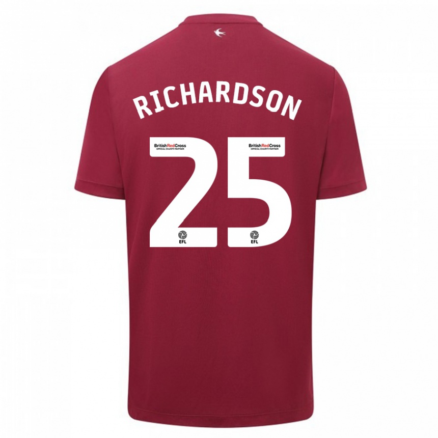 Kinder Fußball Tija Richardson #25 Rot Auswärtstrikot Trikot 2023/24 T-Shirt Luxemburg