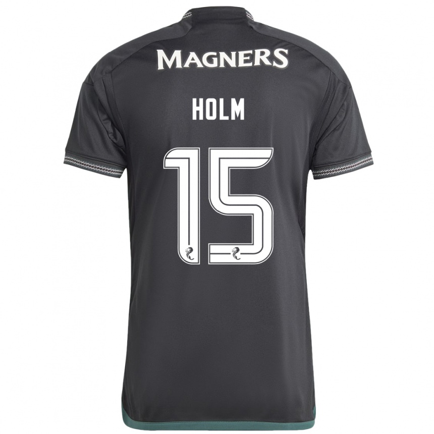 Kinder Fußball Odin Thiago Holm #15 Schwarz Auswärtstrikot Trikot 2023/24 T-Shirt Luxemburg