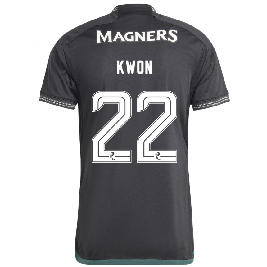 Kinder Fußball Hyeok-Kyu Kwon #22 Schwarz Auswärtstrikot Trikot 2023/24 T-Shirt Luxemburg
