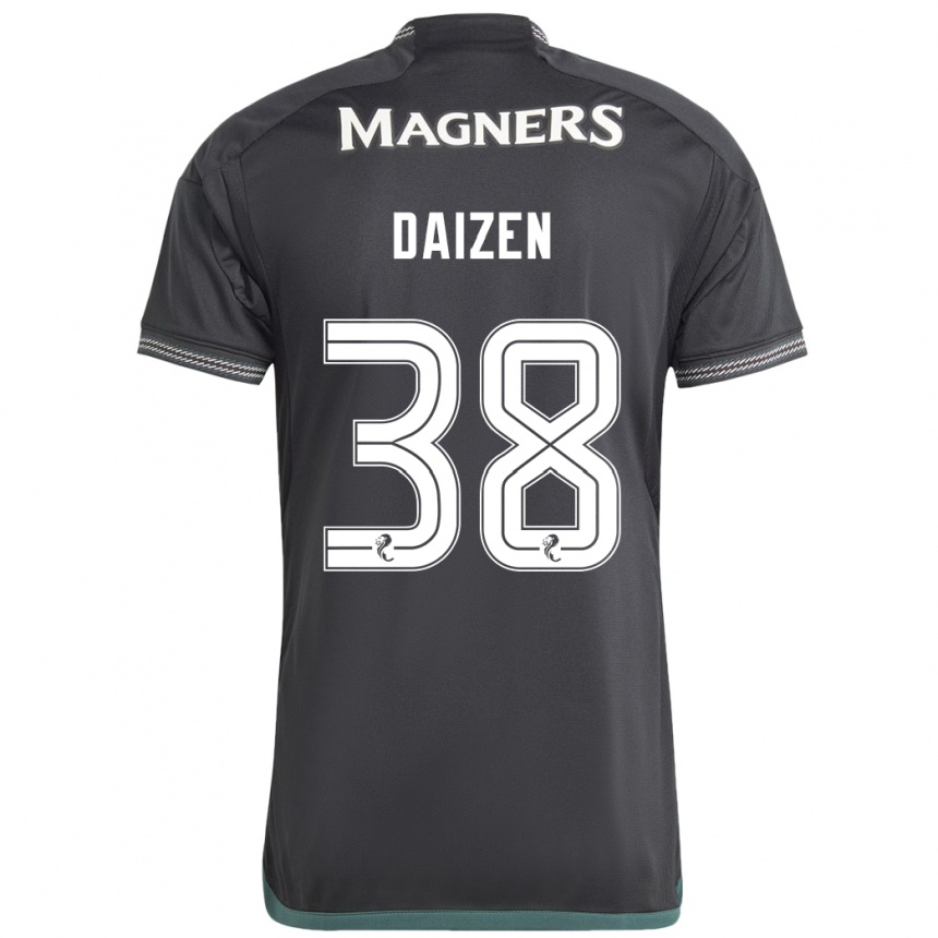 Kinder Fußball Daizen Maeda #38 Schwarz Auswärtstrikot Trikot 2023/24 T-Shirt Luxemburg