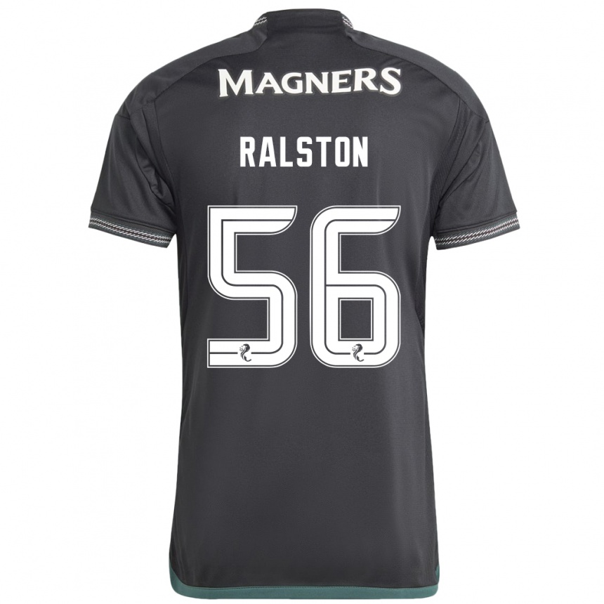 Kinder Fußball Anthony Ralston #56 Schwarz Auswärtstrikot Trikot 2023/24 T-Shirt Luxemburg