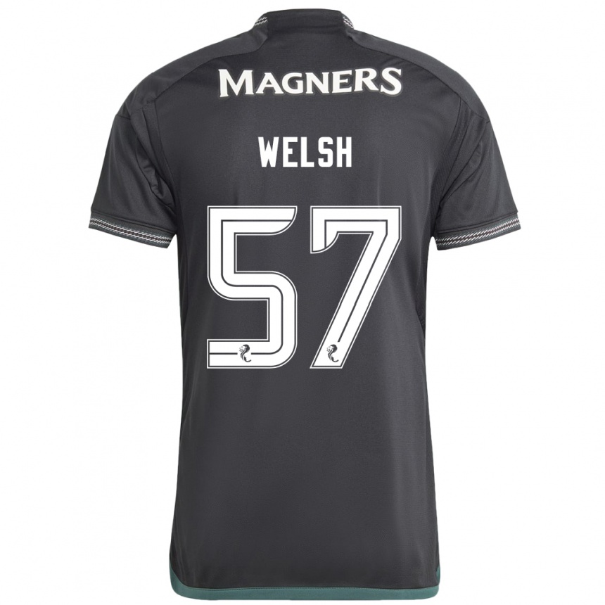 Kinder Fußball Stephen Welsh #57 Schwarz Auswärtstrikot Trikot 2023/24 T-Shirt Luxemburg