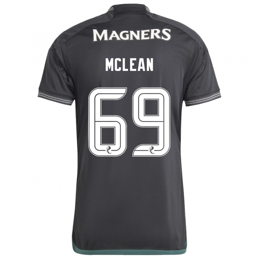 Kinder Fußball Kai Mclean #69 Schwarz Auswärtstrikot Trikot 2023/24 T-Shirt Luxemburg