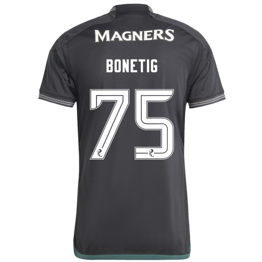 Kinder Fußball Liam Bonetig #75 Schwarz Auswärtstrikot Trikot 2023/24 T-Shirt Luxemburg