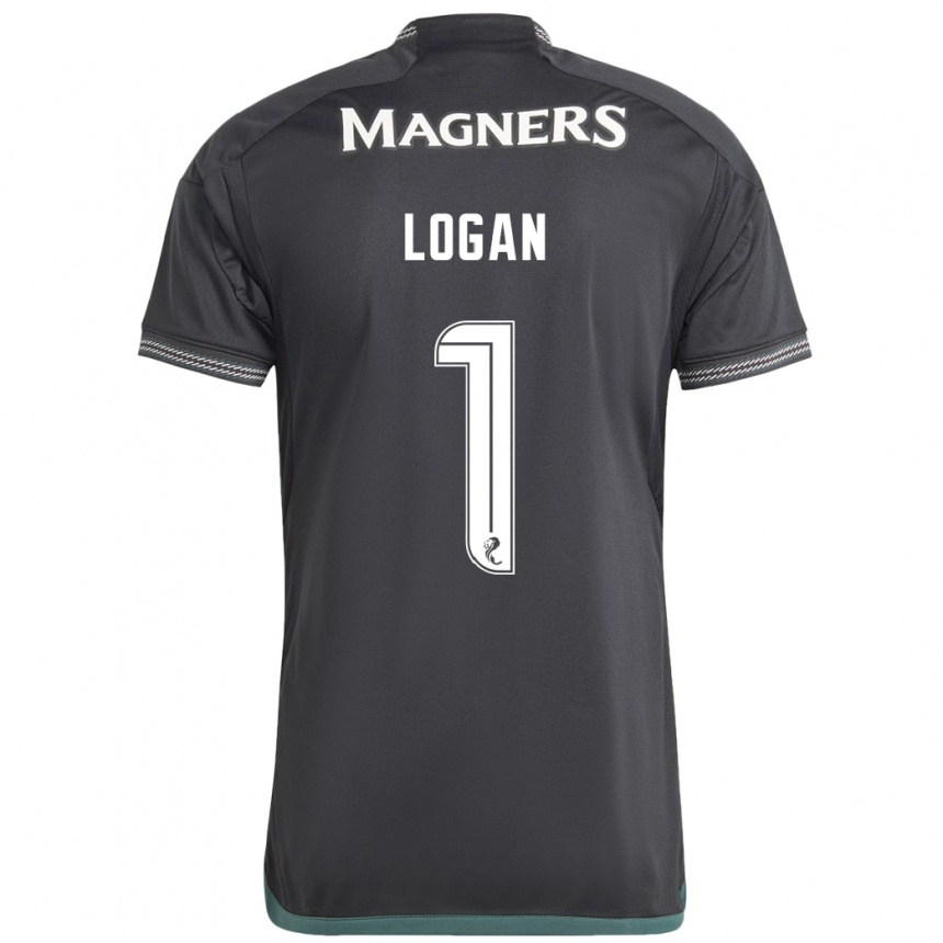 Kinder Fußball Chloe Logan #1 Schwarz Auswärtstrikot Trikot 2023/24 T-Shirt Luxemburg