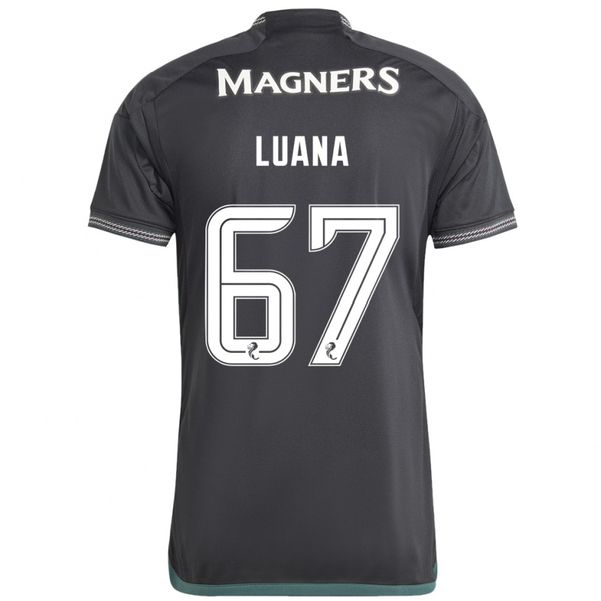 Kinder Fußball Luana Muñoz #67 Schwarz Auswärtstrikot Trikot 2023/24 T-Shirt Luxemburg