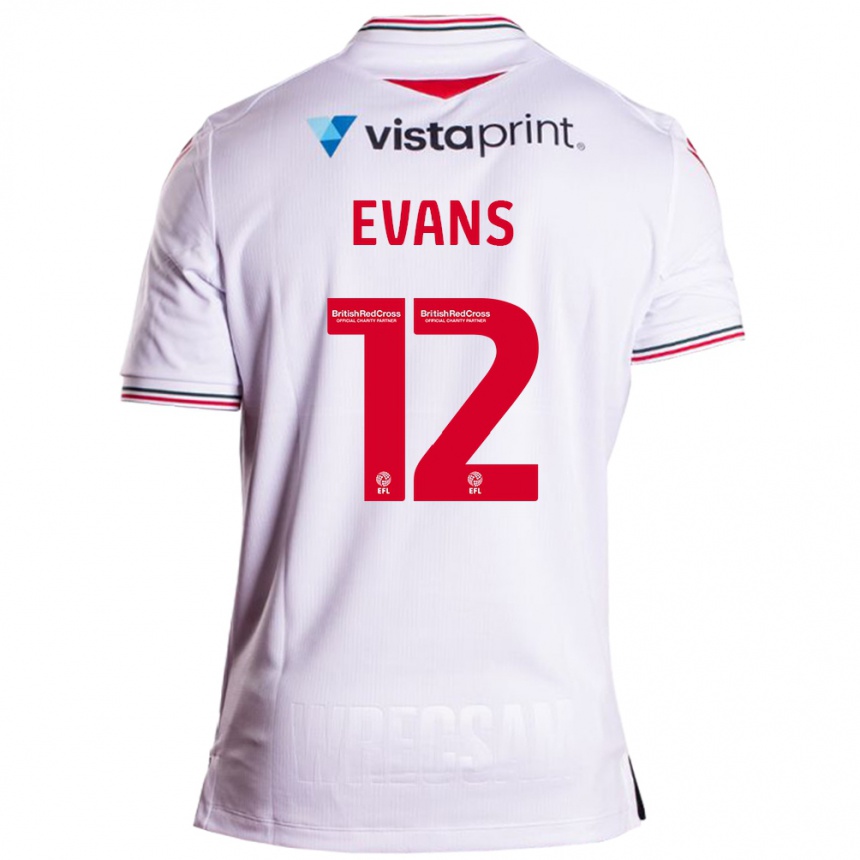 Kinder Fußball George Evans #12 Weiß Auswärtstrikot Trikot 2023/24 T-Shirt Luxemburg