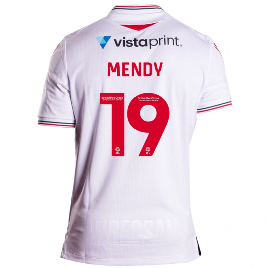 Kinder Fußball Jacob Mendy #19 Weiß Auswärtstrikot Trikot 2023/24 T-Shirt Luxemburg