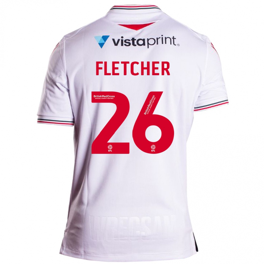 Kinder Fußball Steven Fletcher #26 Weiß Auswärtstrikot Trikot 2023/24 T-Shirt Luxemburg