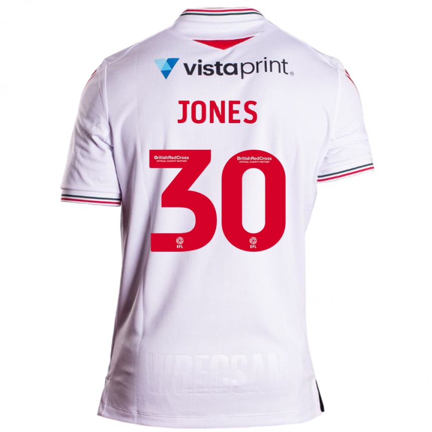 Kinder Fußball James Jones #30 Weiß Auswärtstrikot Trikot 2023/24 T-Shirt Luxemburg