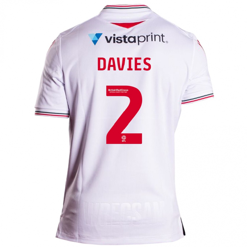 Kinder Fußball Phoebe Davies #2 Weiß Auswärtstrikot Trikot 2023/24 T-Shirt Luxemburg