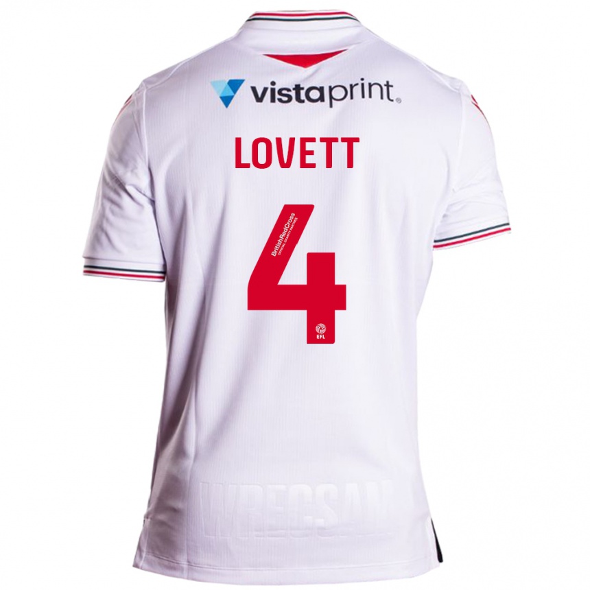 Kinder Fußball Erin Lovett #4 Weiß Auswärtstrikot Trikot 2023/24 T-Shirt Luxemburg