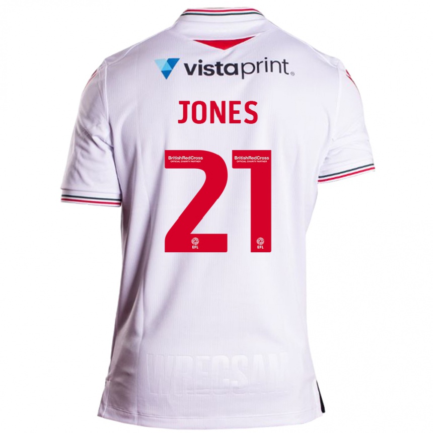 Kinder Fußball Lili Jones #21 Weiß Auswärtstrikot Trikot 2023/24 T-Shirt Luxemburg