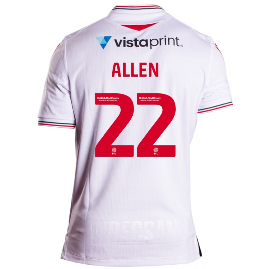 Kinder Fußball Keren Allen #22 Weiß Auswärtstrikot Trikot 2023/24 T-Shirt Luxemburg