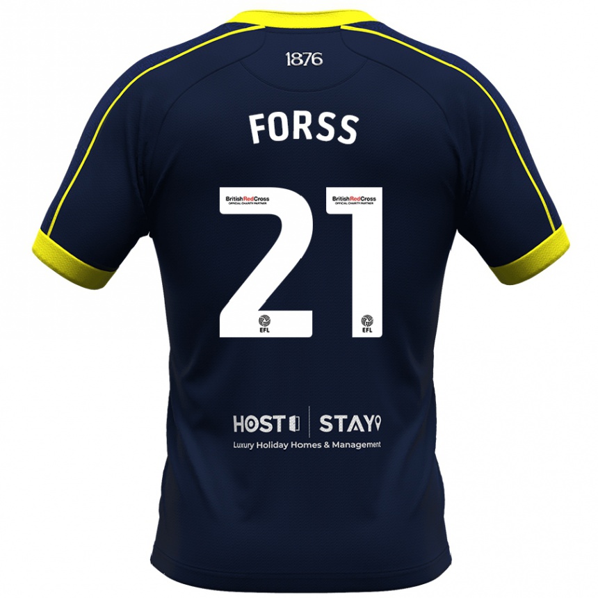 Kinder Fußball Marcus Forss #21 Marine Auswärtstrikot Trikot 2023/24 T-Shirt Luxemburg