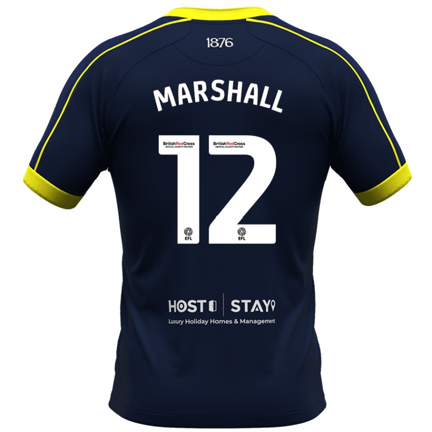 Kinder Fußball Eve Marshall #12 Marine Auswärtstrikot Trikot 2023/24 T-Shirt Luxemburg