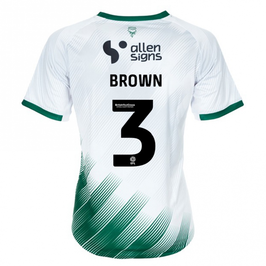 Kinder Fußball Jaden Brown #3 Weiß Auswärtstrikot Trikot 2023/24 T-Shirt Luxemburg