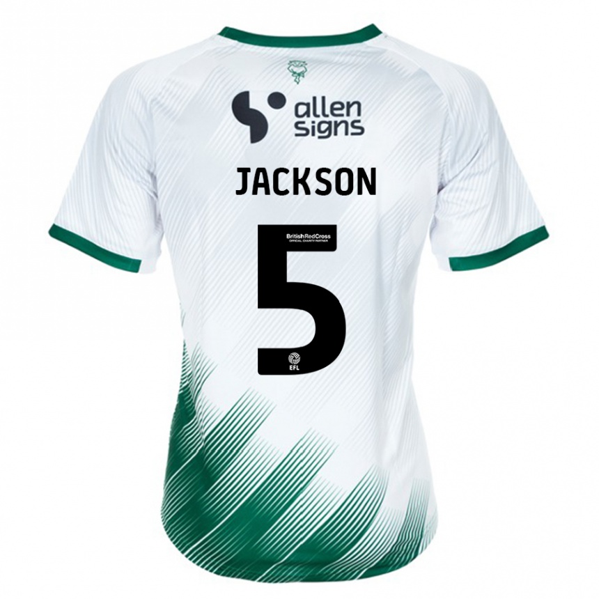 Kinder Fußball Adam Jackson #5 Weiß Auswärtstrikot Trikot 2023/24 T-Shirt Luxemburg