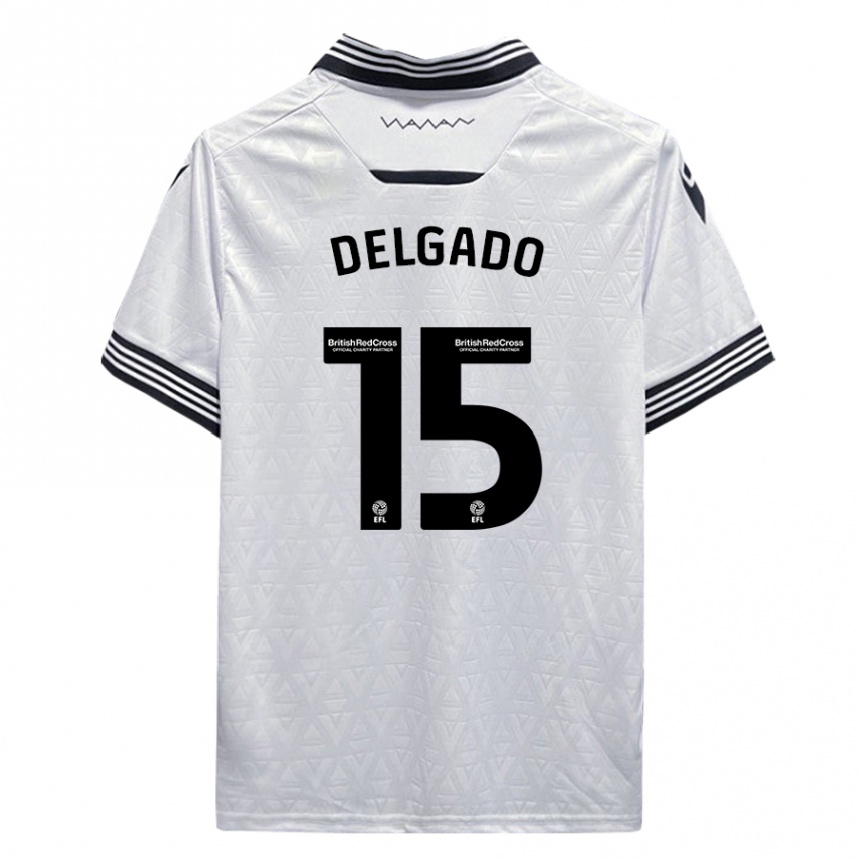 Kinder Fußball Juan Delgado #15 Weiß Auswärtstrikot Trikot 2023/24 T-Shirt Luxemburg