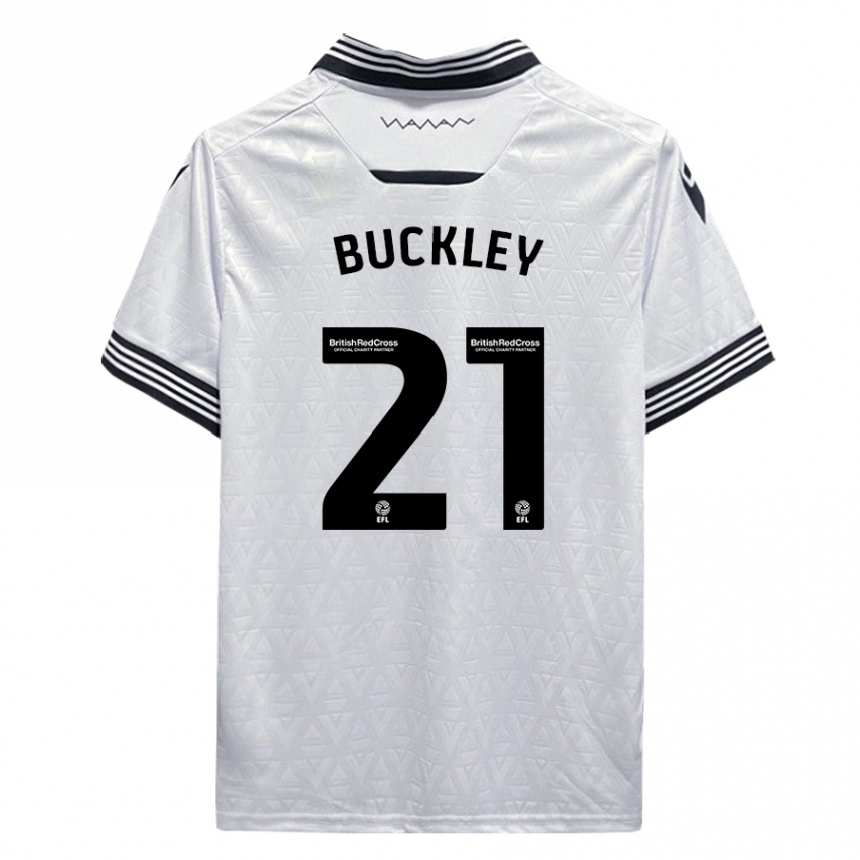 Kinder Fußball John Buckley #21 Weiß Auswärtstrikot Trikot 2023/24 T-Shirt Luxemburg