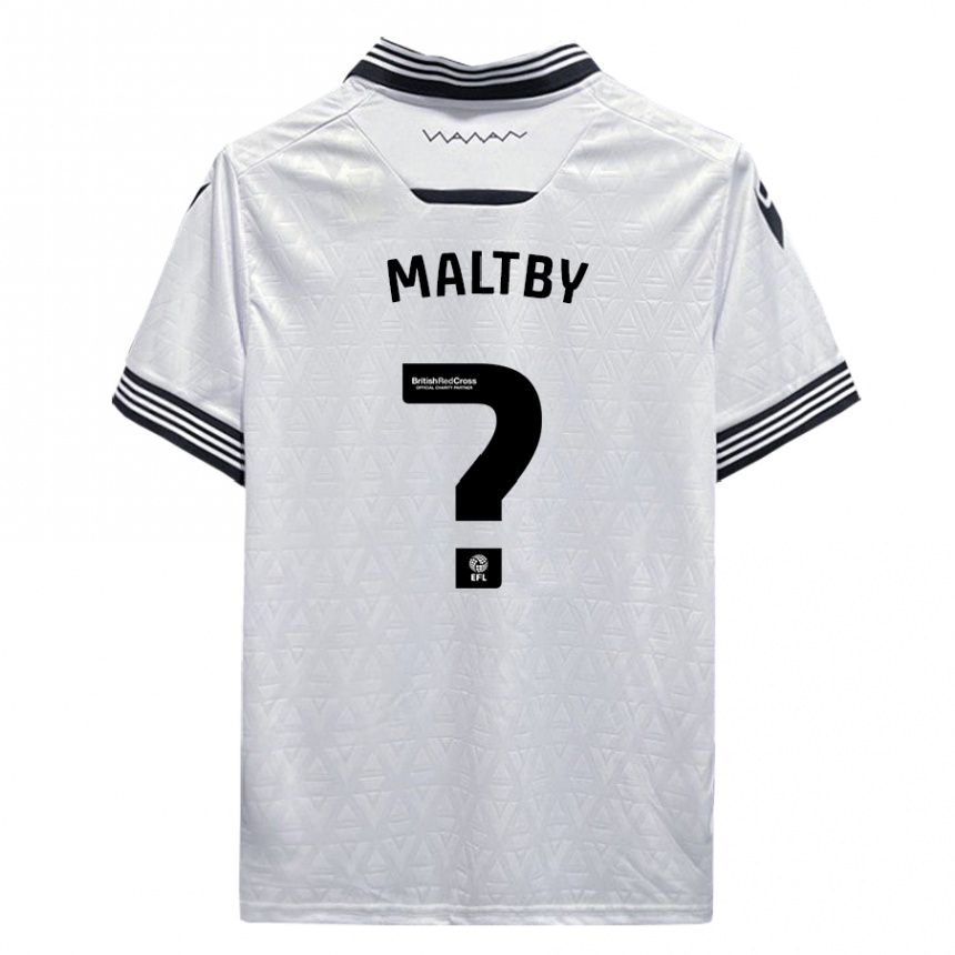 Kinder Fußball Mackenzie Maltby #0 Weiß Auswärtstrikot Trikot 2023/24 T-Shirt Luxemburg