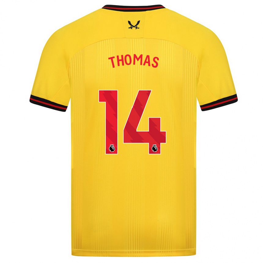 Kinder Fußball Luke Thomas #14 Gelb Auswärtstrikot Trikot 2023/24 T-Shirt Luxemburg