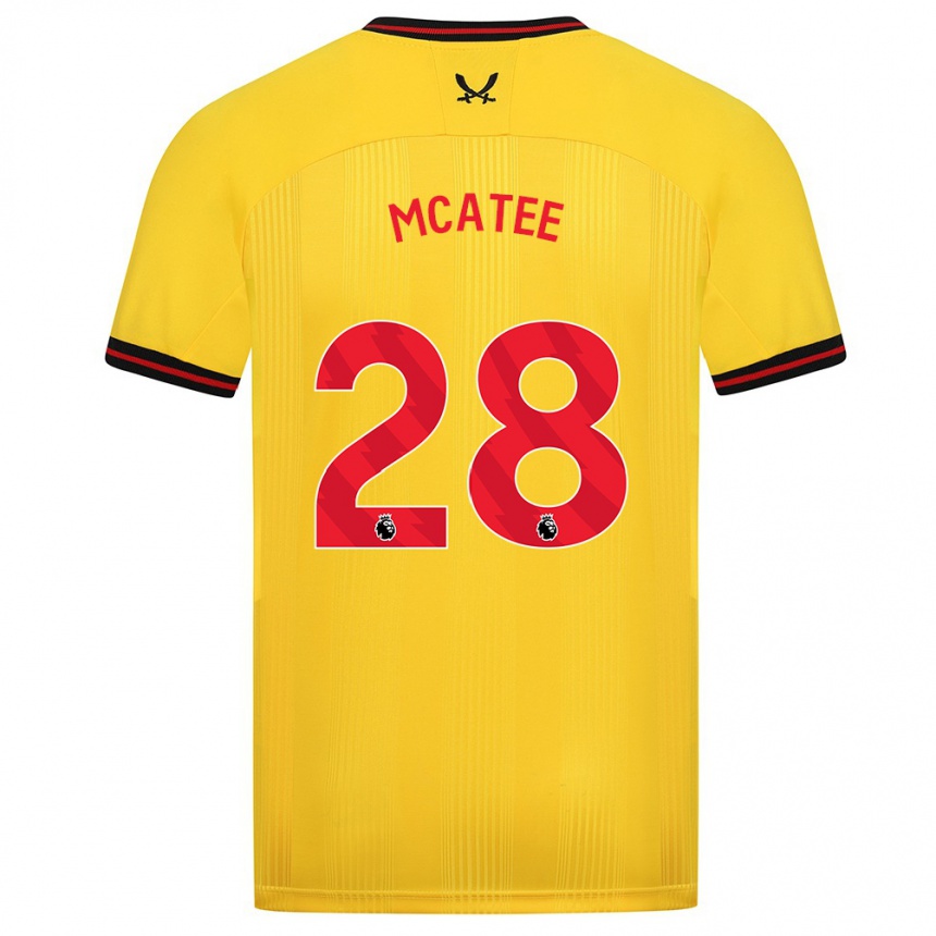 Kinder Fußball James Mcatee #28 Gelb Auswärtstrikot Trikot 2023/24 T-Shirt Luxemburg