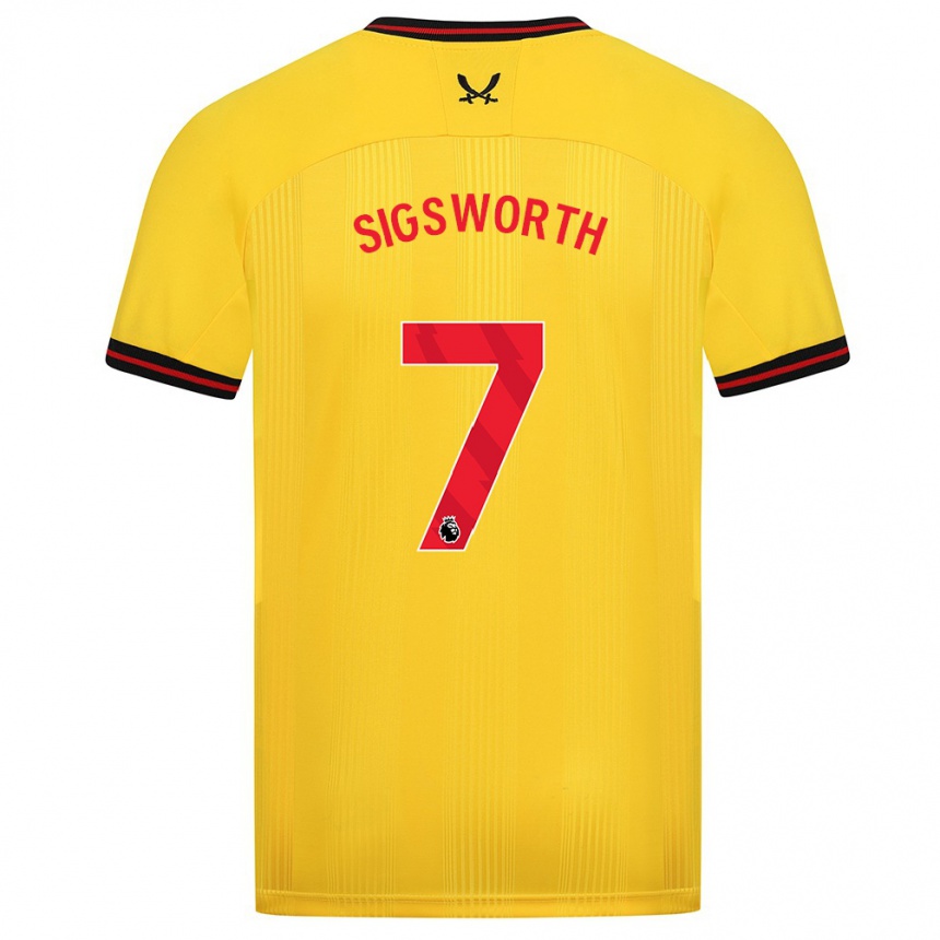 Kinder Fußball Jess Sigsworth #7 Gelb Auswärtstrikot Trikot 2023/24 T-Shirt Luxemburg