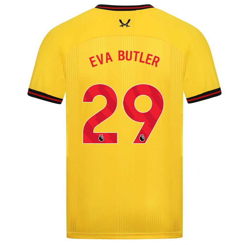 Kinder Fußball Eva Butler #29 Gelb Auswärtstrikot Trikot 2023/24 T-Shirt Luxemburg