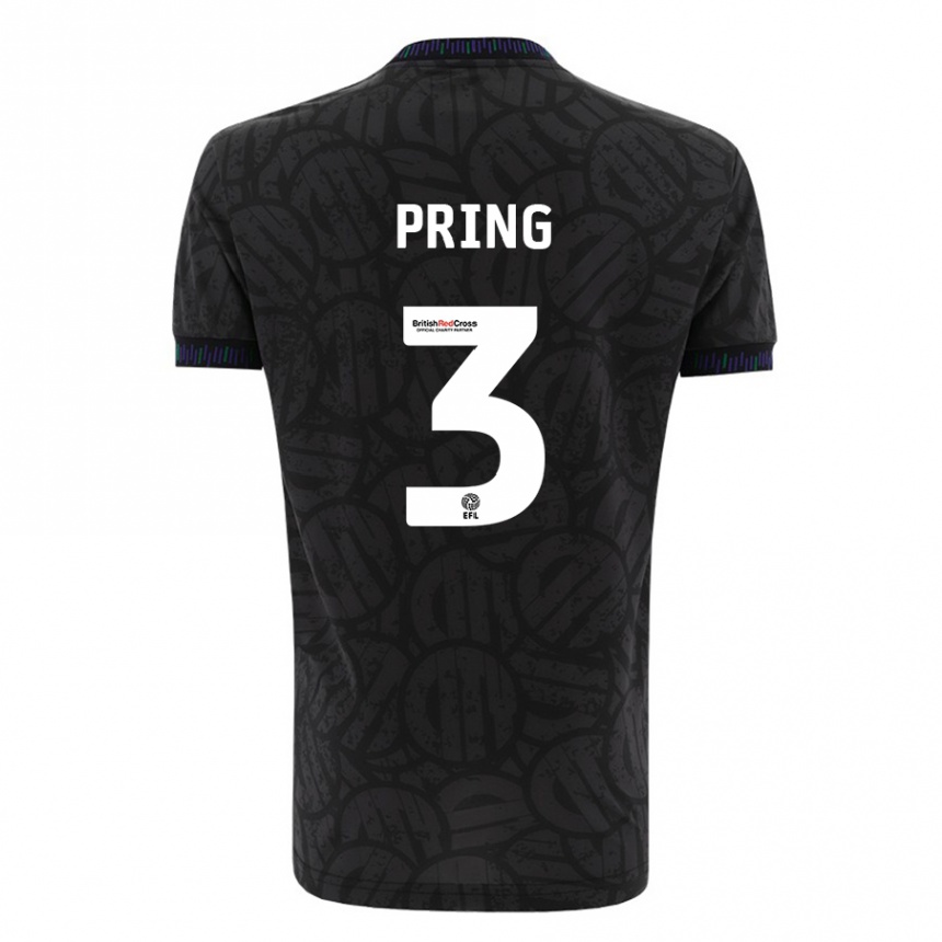 Kinder Fußball Cameron Pring #3 Schwarz Auswärtstrikot Trikot 2023/24 T-Shirt Luxemburg