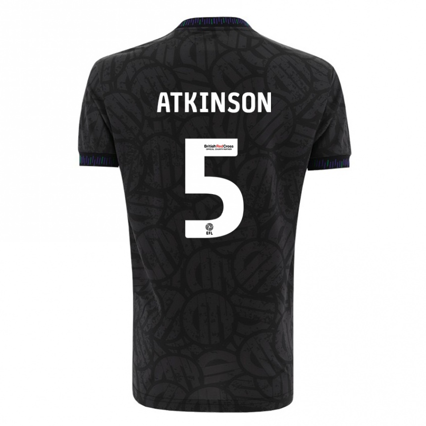 Kinder Fußball Rob Atkinson #5 Schwarz Auswärtstrikot Trikot 2023/24 T-Shirt Luxemburg