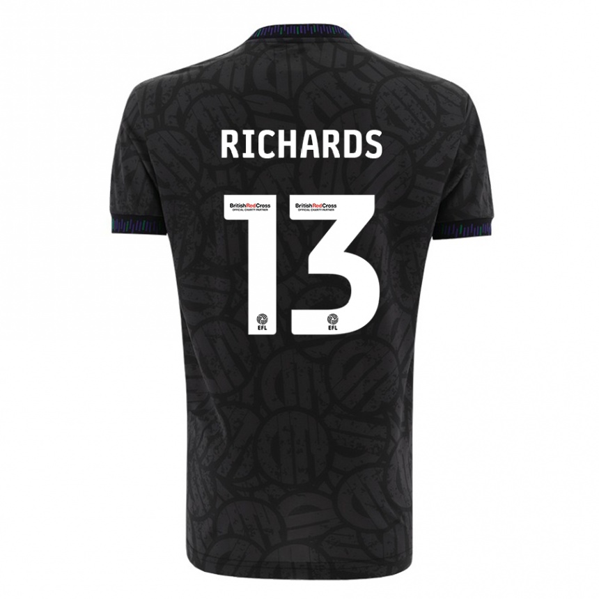 Kinder Fußball Harvey Wiles-Richards #13 Schwarz Auswärtstrikot Trikot 2023/24 T-Shirt Luxemburg