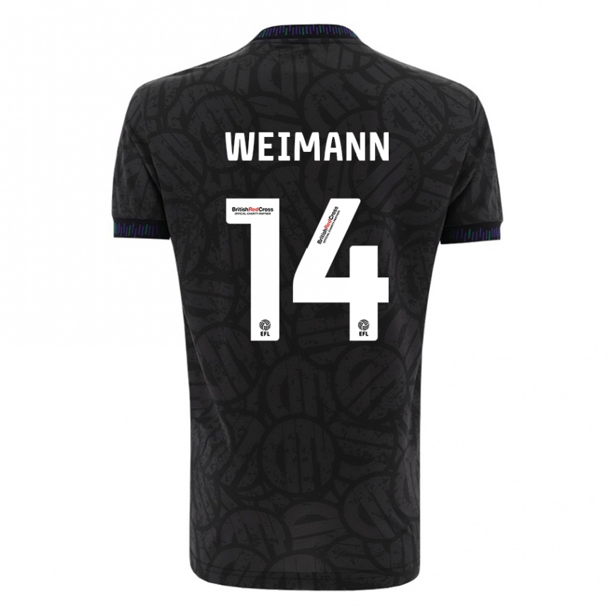 Kinder Fußball Andreas Weimann #14 Schwarz Auswärtstrikot Trikot 2023/24 T-Shirt Luxemburg