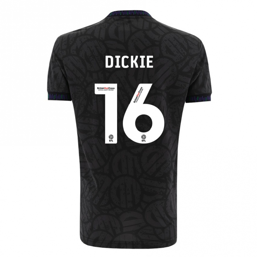 Kinder Fußball Rob Dickie #16 Schwarz Auswärtstrikot Trikot 2023/24 T-Shirt Luxemburg