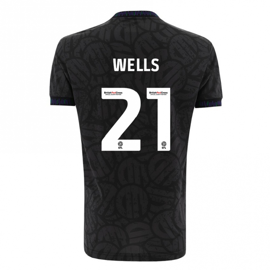 Kinder Fußball Nahki Wells #21 Schwarz Auswärtstrikot Trikot 2023/24 T-Shirt Luxemburg