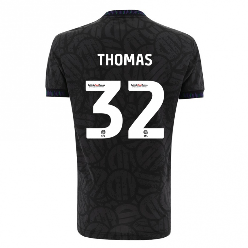 Kinder Fußball Lewis Thomas #32 Schwarz Auswärtstrikot Trikot 2023/24 T-Shirt Luxemburg