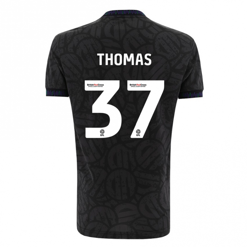 Kinder Fußball Olly Thomas #37 Schwarz Auswärtstrikot Trikot 2023/24 T-Shirt Luxemburg