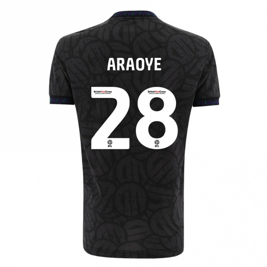 Kinder Fußball Raphael Araoye #28 Schwarz Auswärtstrikot Trikot 2023/24 T-Shirt Luxemburg