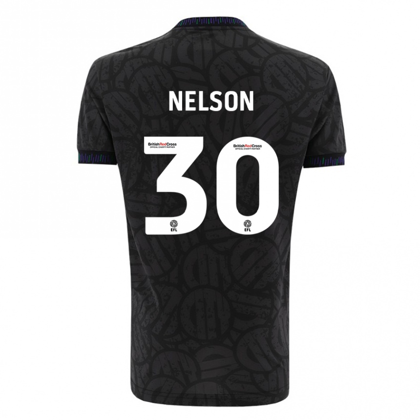 Kinder Fußball Raekwon Nelson #30 Schwarz Auswärtstrikot Trikot 2023/24 T-Shirt Luxemburg