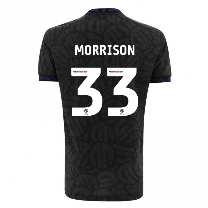 Kinder Fußball Elijah Morrison #33 Schwarz Auswärtstrikot Trikot 2023/24 T-Shirt Luxemburg