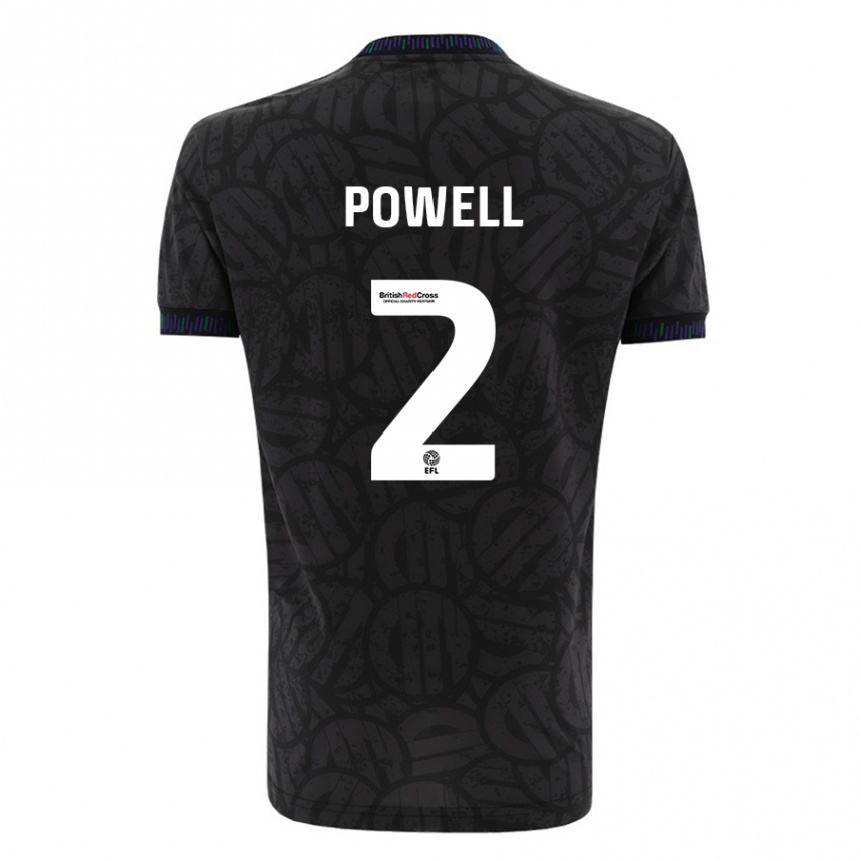 Kinder Fußball Ella Powell #2 Schwarz Auswärtstrikot Trikot 2023/24 T-Shirt Luxemburg