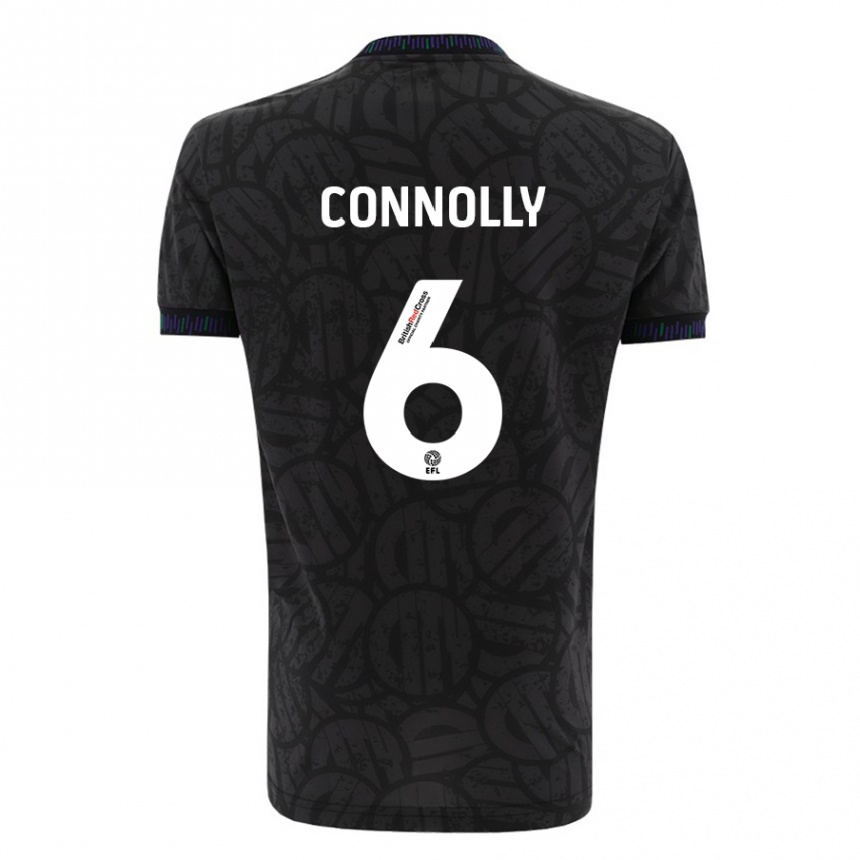 Kinder Fußball Megan Connolly #6 Schwarz Auswärtstrikot Trikot 2023/24 T-Shirt Luxemburg